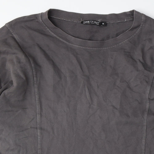 I SAW IT FIRST Womens Grey Cotton Jumper Dress Size M Crew Neck - Hoodie Dress, Pockets