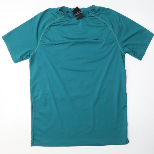 MP Mens Black Polyester Basic T-Shirt Size M Crew Neck