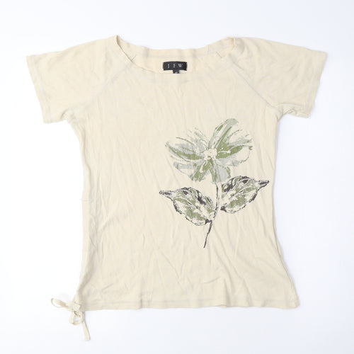 JFW Womens Beige Polyester Basic T-Shirt Size M Crew Neck - Flower