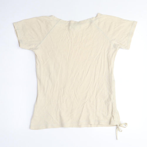 JFW Womens Beige Polyester Basic T-Shirt Size M Crew Neck - Flower