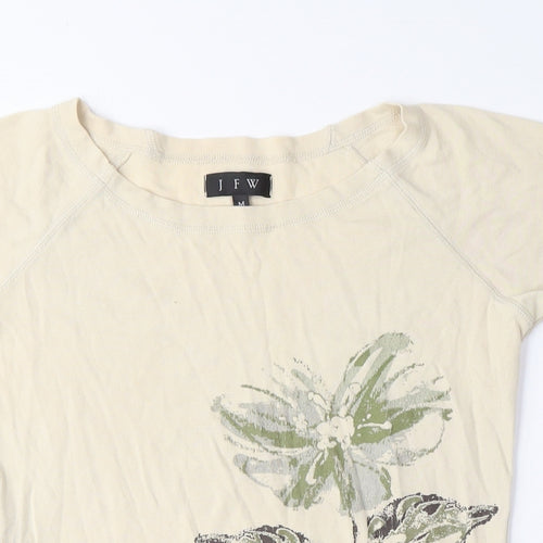 JFW Womens Beige Polyester Basic T-Shirt Size M Crew Neck - Flower