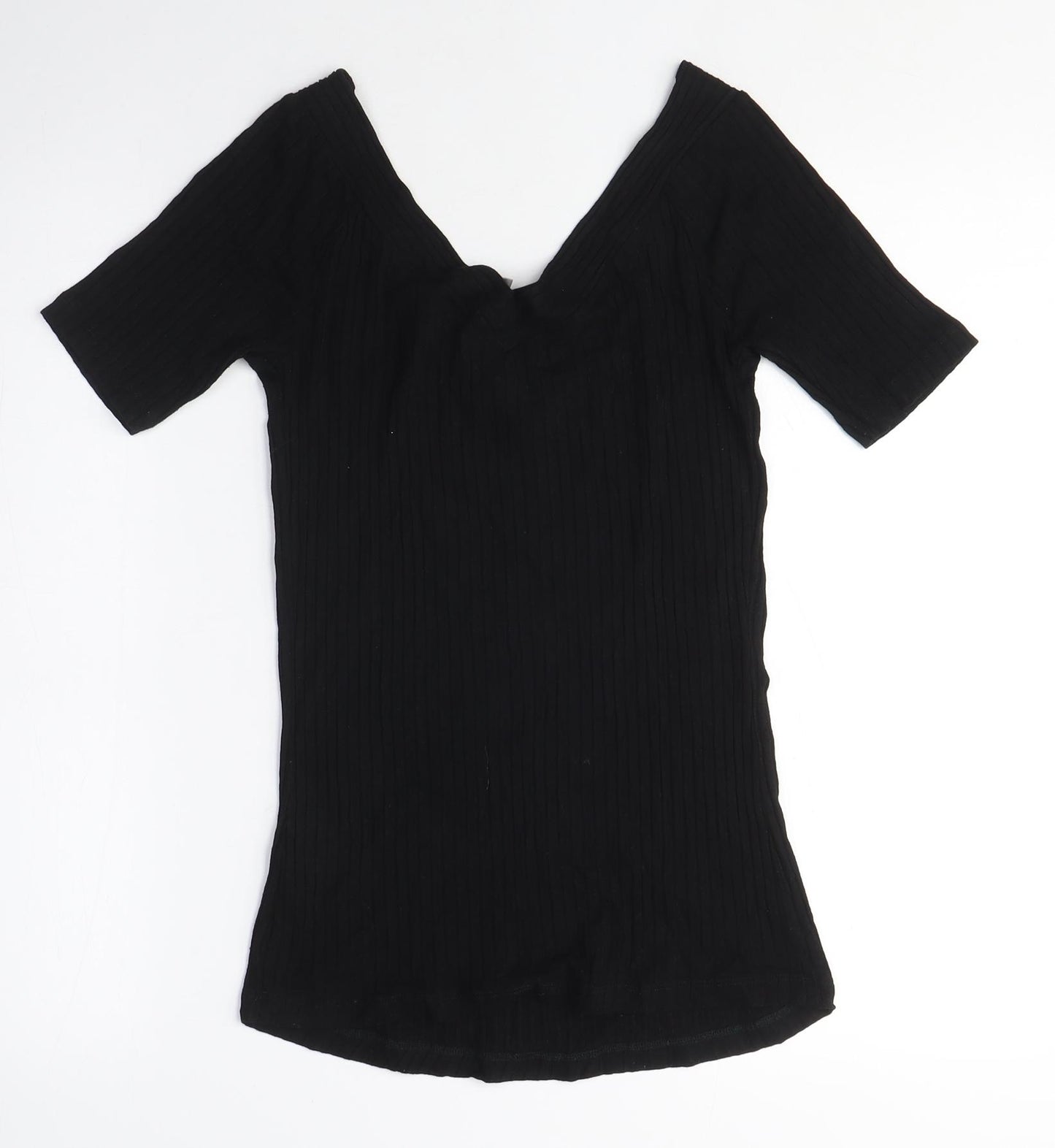 ASOS Womens Black Viscose Basic T-Shirt Size 10 V-Neck