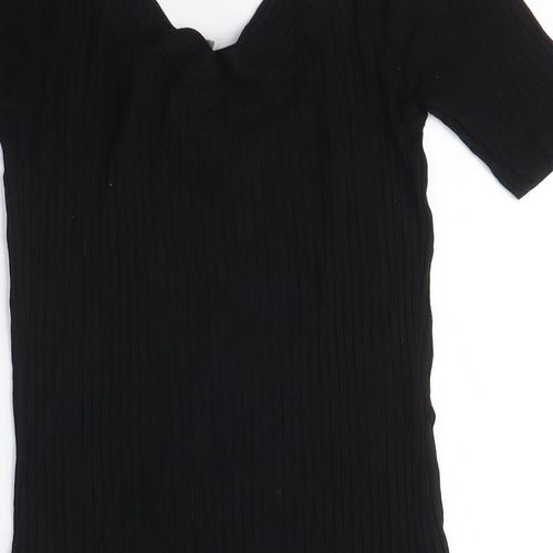 ASOS Womens Black Viscose Basic T-Shirt Size 10 V-Neck