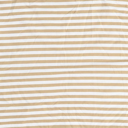Sportscraft Womens Beige Striped Cotton Basic T-Shirt Size L Crew Neck