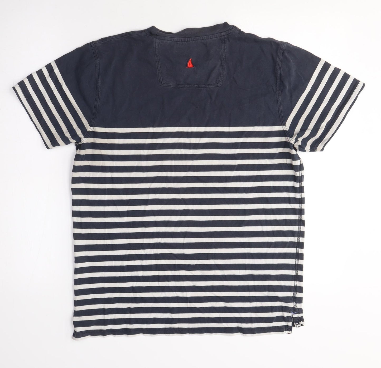 MUSTO Mens Blue Striped Cotton T-Shirt Size M Crew Neck