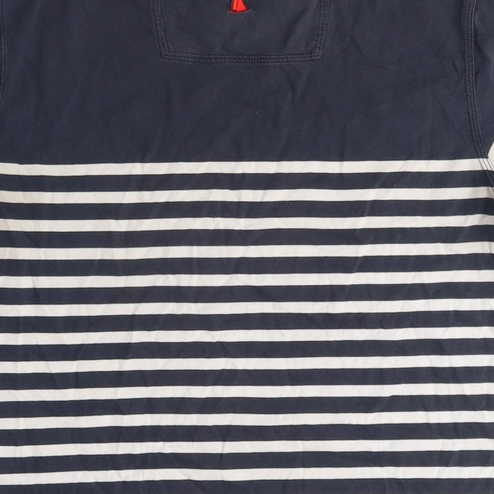 MUSTO Mens Blue Striped Cotton T-Shirt Size M Crew Neck
