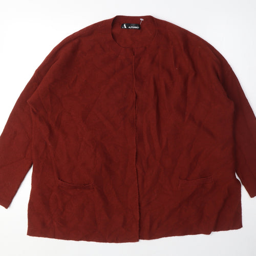 Alphabet Womens Red Crew Neck Viscose Cardigan Jumper Size M