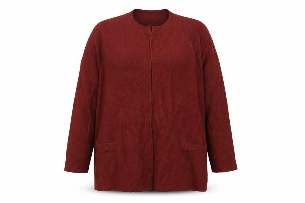 Alphabet Womens Red Crew Neck Viscose Cardigan Jumper Size M