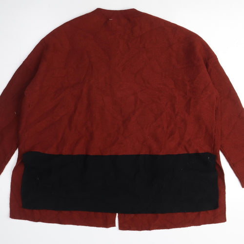 Alphabet Womens Red Crew Neck Viscose Cardigan Jumper Size M
