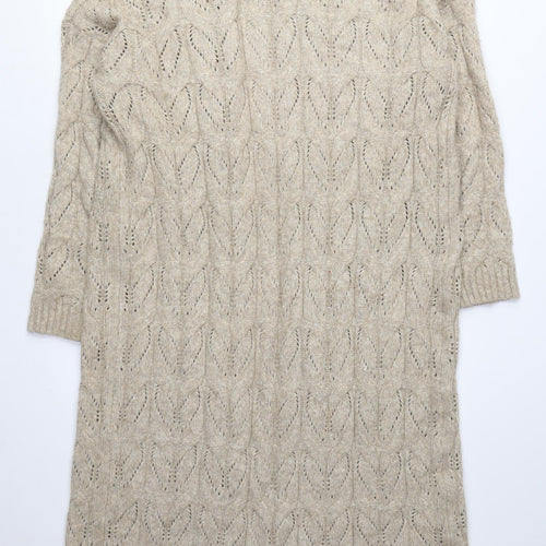 JOIE Womens Beige V-Neck Polyamide Cardigan Jumper Size M - Long Cardigan