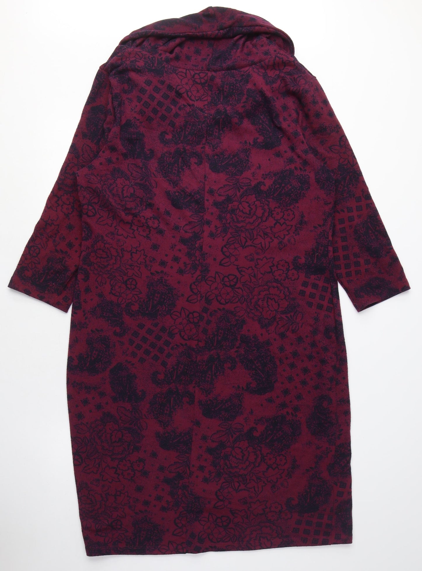 Bonmarché Womens Pink Floral Polyester Jumper Dress Size 14 Roll Neck - Jumper dress