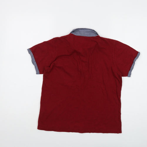 Lee Cooper Boys Red Cotton Basic Polo Size 11-12 Years Collared Button