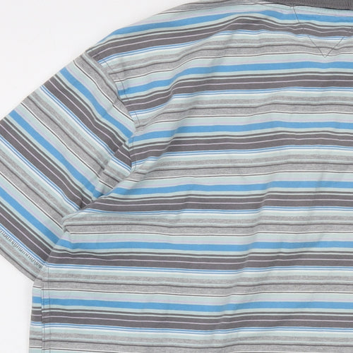 White Stuff Mens Grey Striped Cotton Polo Size XL Collared Button