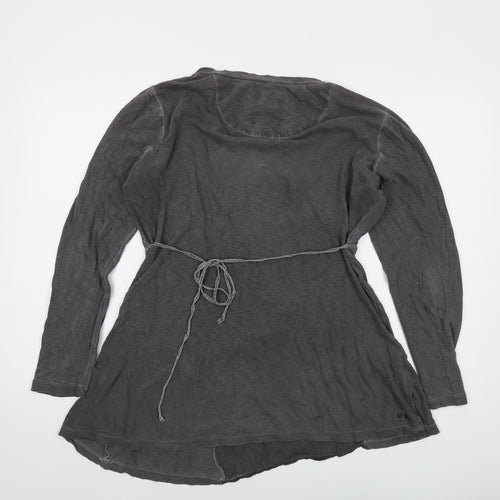 Fat Face Womens Grey Cotton Basic Blouse Size 18 Round Neck