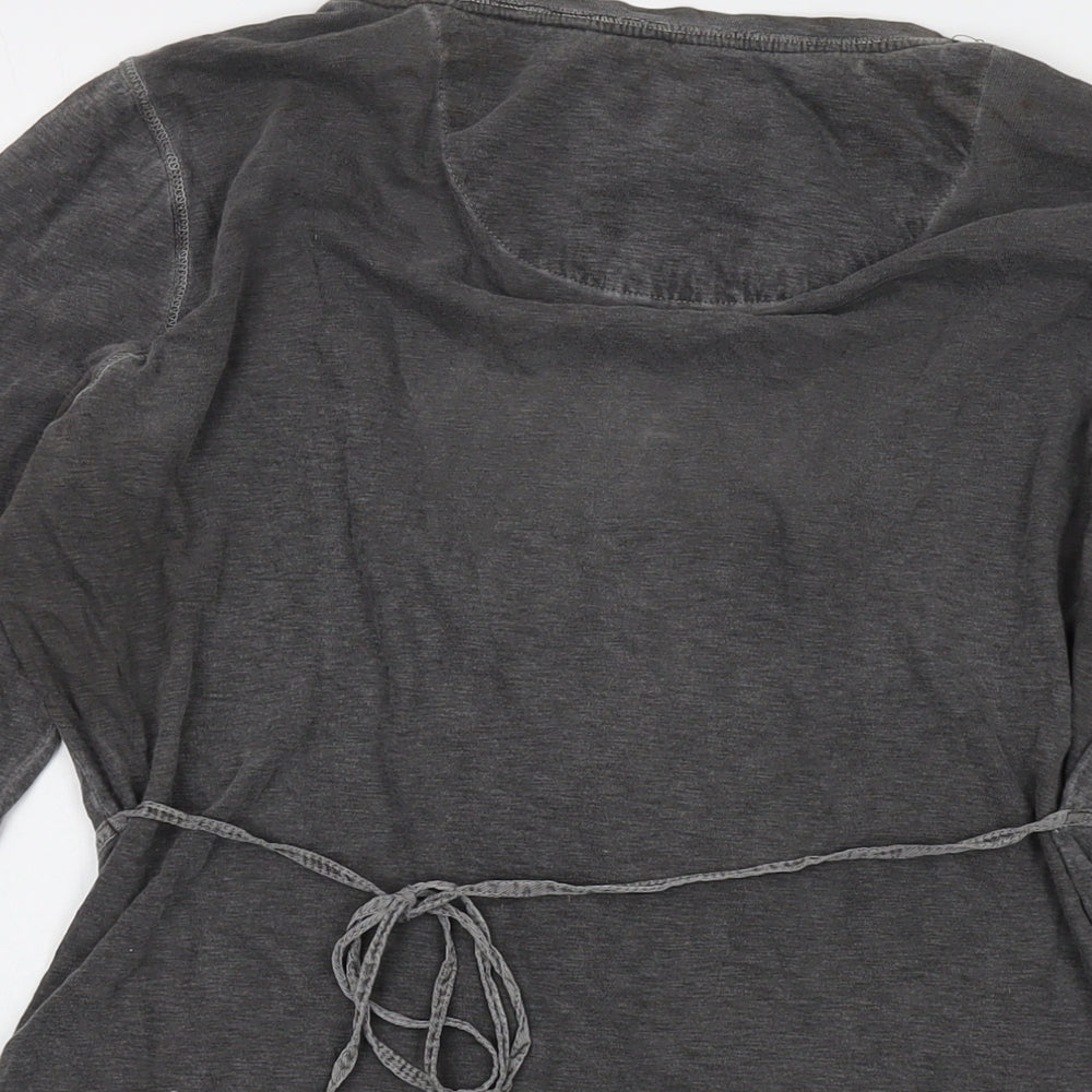 Fat Face Womens Grey Cotton Basic Blouse Size 18 Round Neck