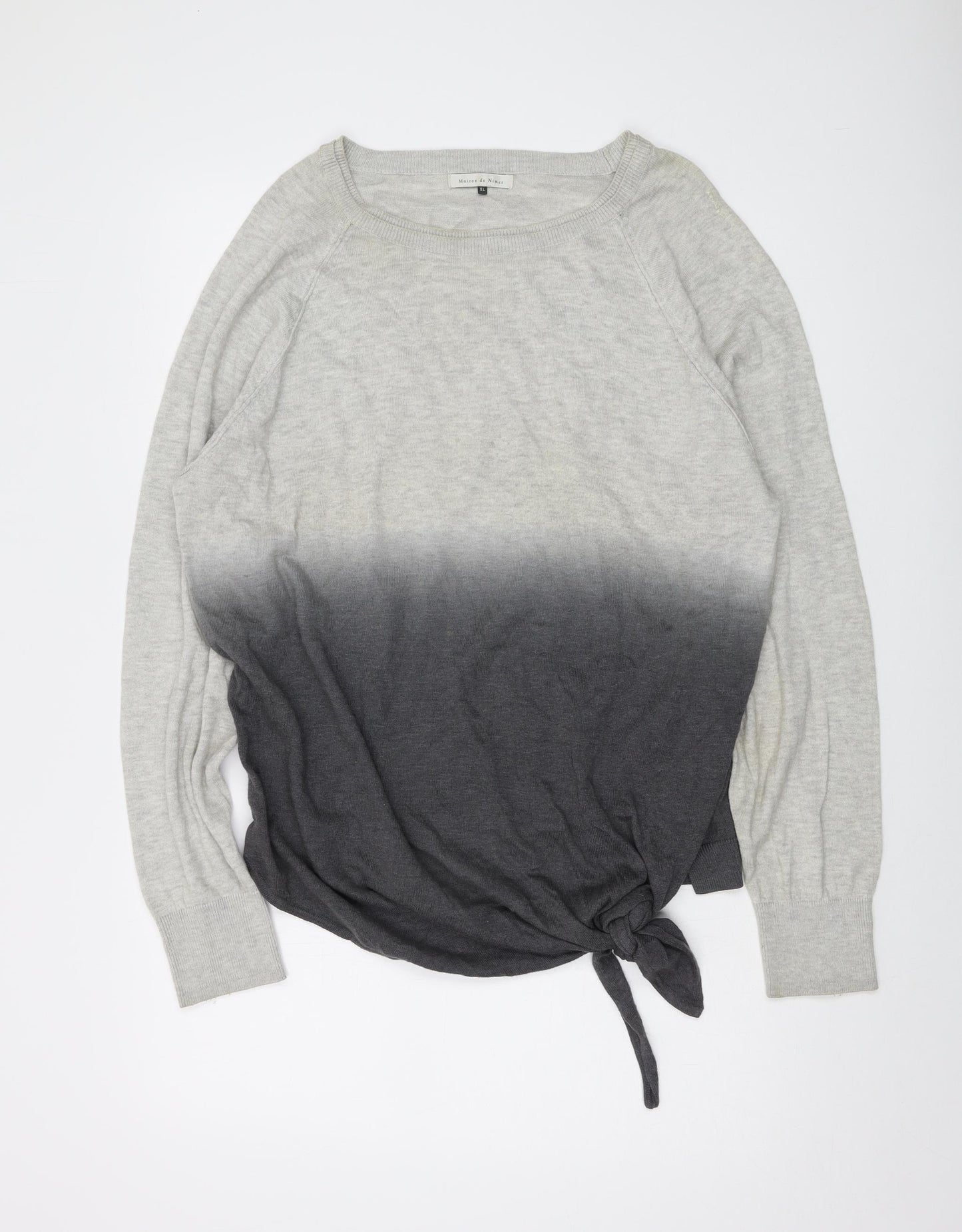 Maison de Nimes Womens Grey Round Neck Cotton Pullover Jumper Size XL