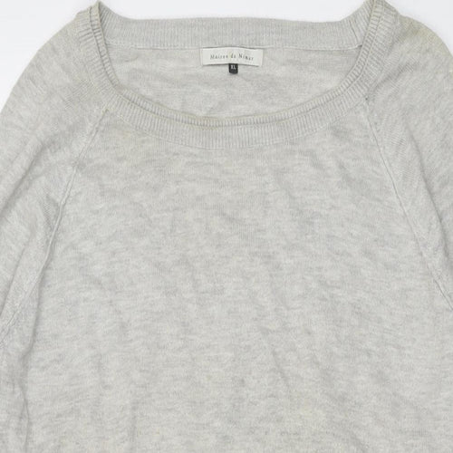 Maison de Nimes Womens Grey Round Neck Cotton Pullover Jumper Size XL