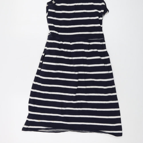 Mountain Warehouse Womens Blue Striped Cotton A-Line Size 6 Round Neck Pullover