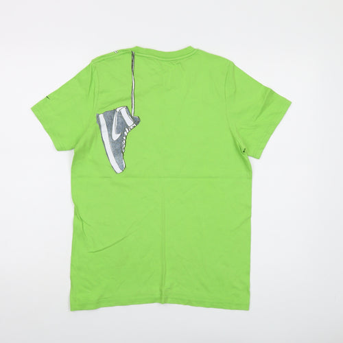 Nike Boys Green Cotton Basic T-Shirt Size 12-13 Years Crew Neck Pullover
