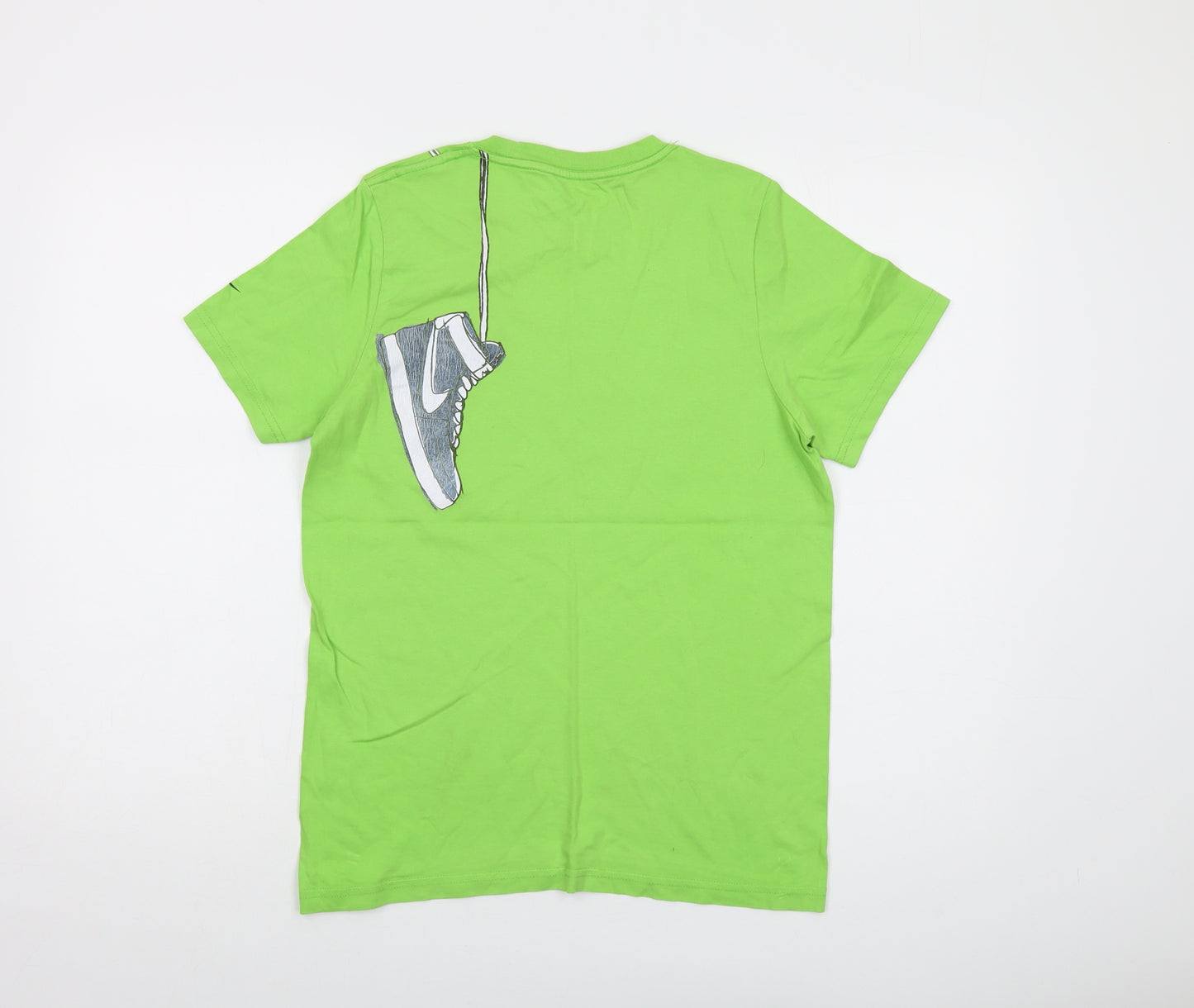 Nike Boys Green Cotton Basic T-Shirt Size 12-13 Years Crew Neck Pullover