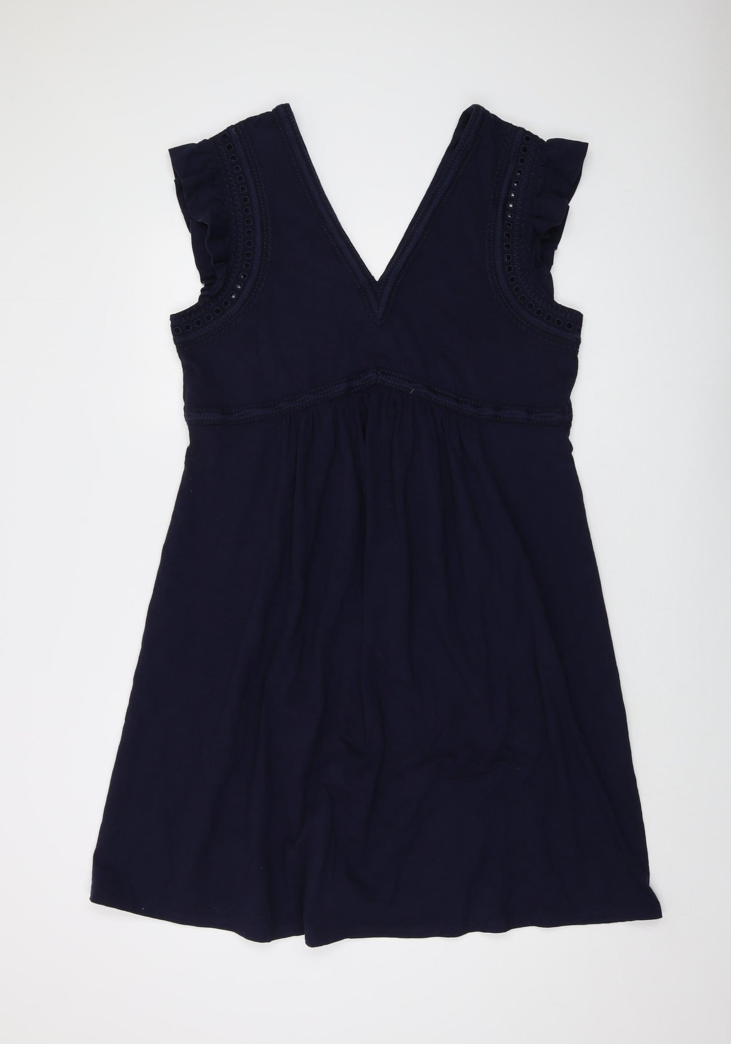 Boden Womens Blue Cotton A-Line Size 16 V-Neck Pullover