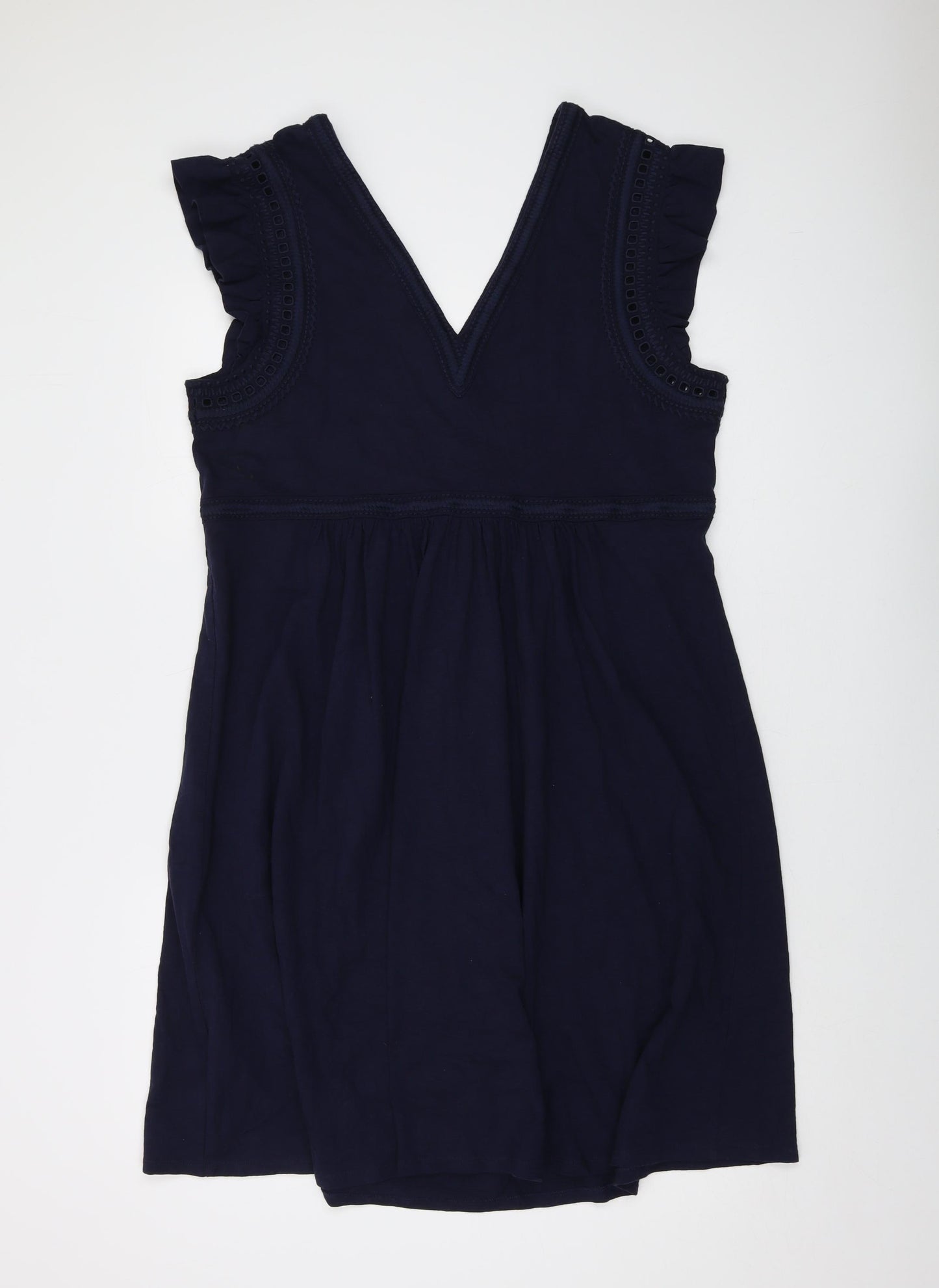 Boden Womens Blue Cotton A-Line Size 16 V-Neck Pullover