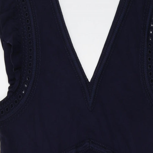 Boden Womens Blue Cotton A-Line Size 16 V-Neck Pullover