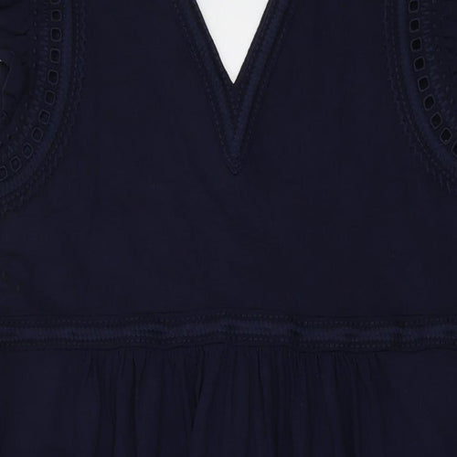 Boden Womens Blue Cotton A-Line Size 16 V-Neck Pullover