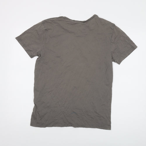 Nice Mens Brown Cotton T-Shirt Size M Crew Neck