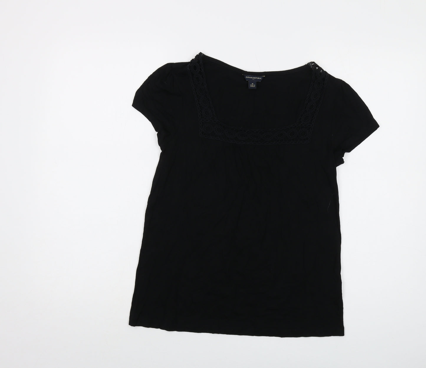 Banana Republic Womens Black Viscose Basic T-Shirt Size M Square Neck