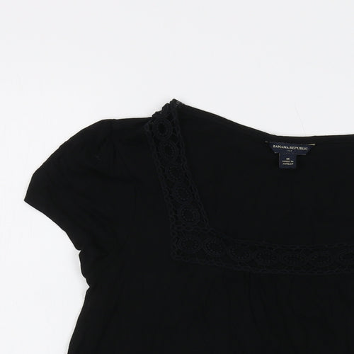 Banana Republic Womens Black Viscose Basic T-Shirt Size M Square Neck
