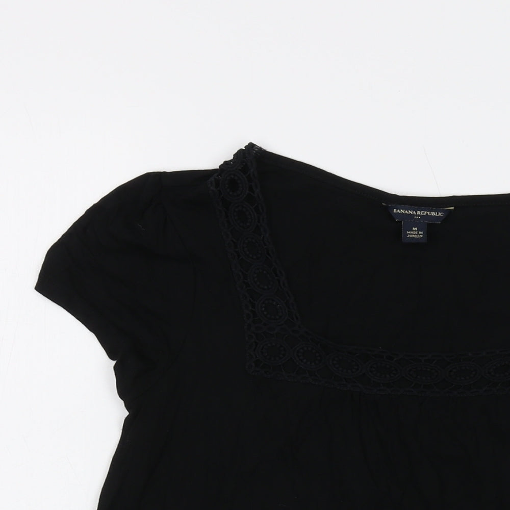 Banana Republic Womens Black Viscose Basic T-Shirt Size M Square Neck