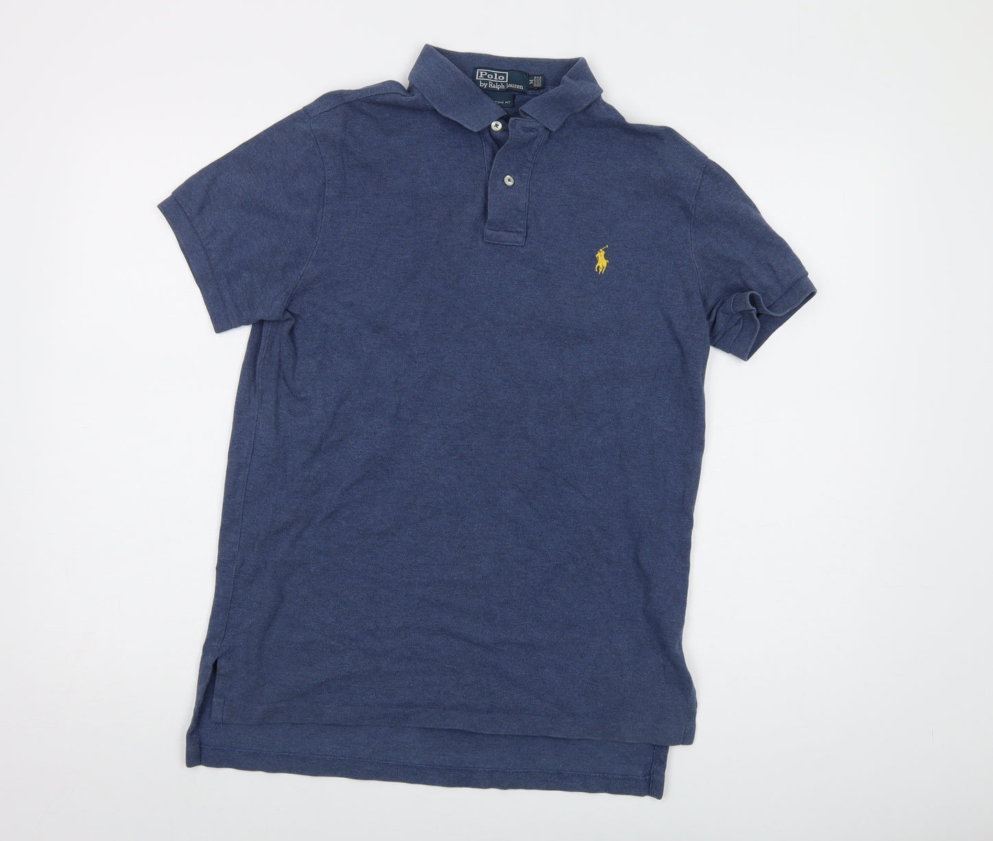 Polo Ralph Lauren Mens Blue Cotton Polo Size M Collared Button