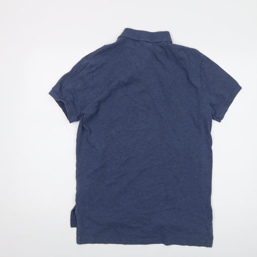Polo Ralph Lauren Mens Blue Cotton Polo Size M Collared Button