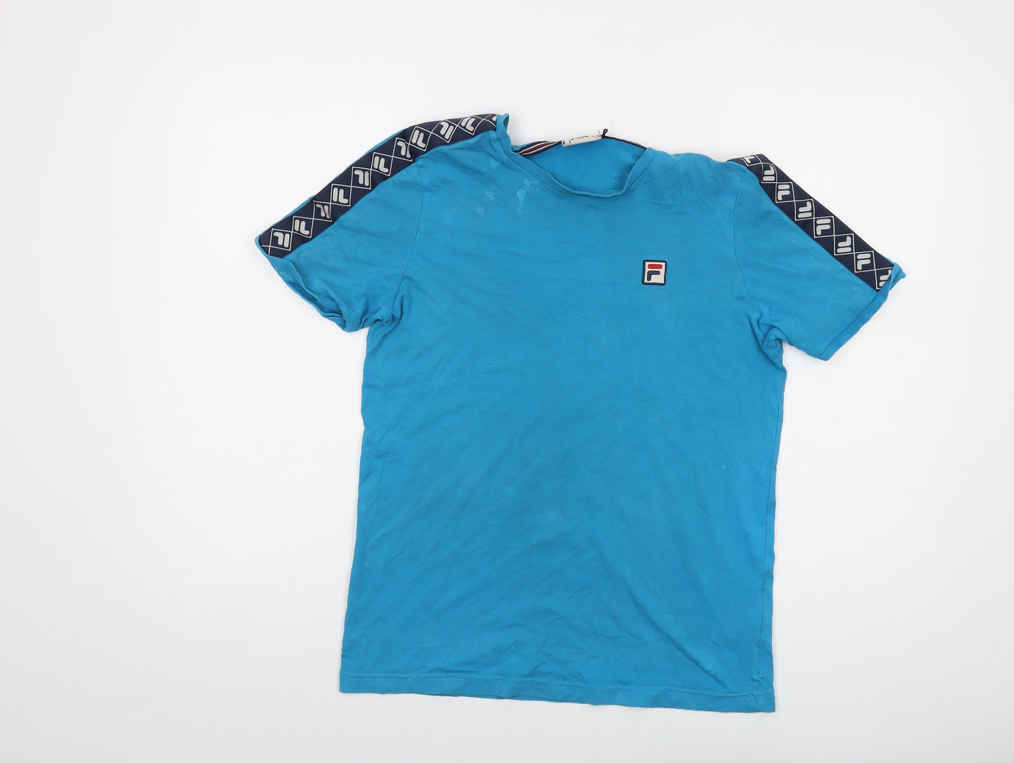 FILA Boys Blue Cotton Basic T-Shirt Size 13-14 Years Crew Neck Pullover