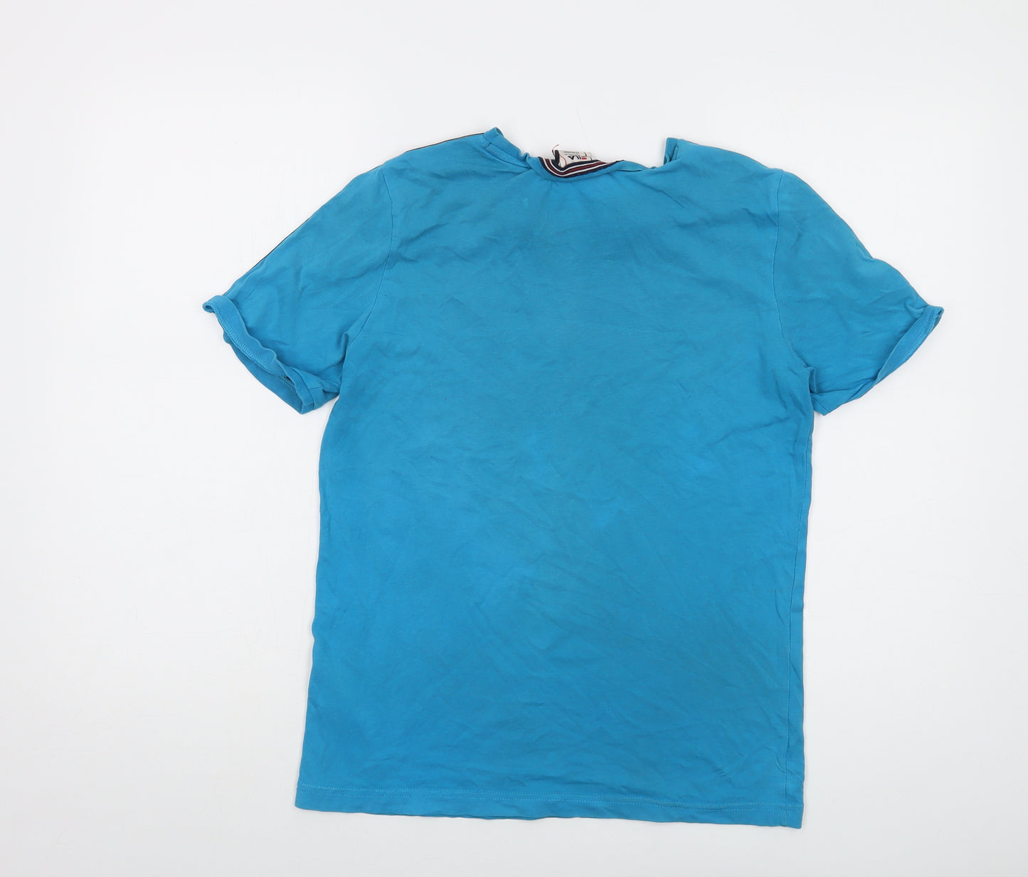 FILA Boys Blue Cotton Basic T-Shirt Size 13-14 Years Crew Neck Pullover