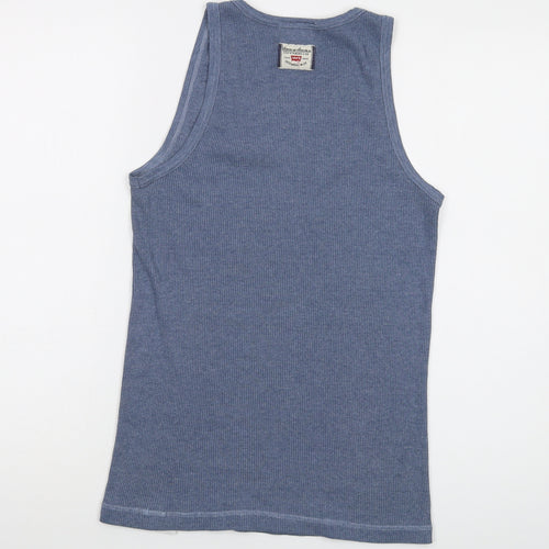 Levi;s Womens Blue Cotton Basic Tank Size M Round Neck