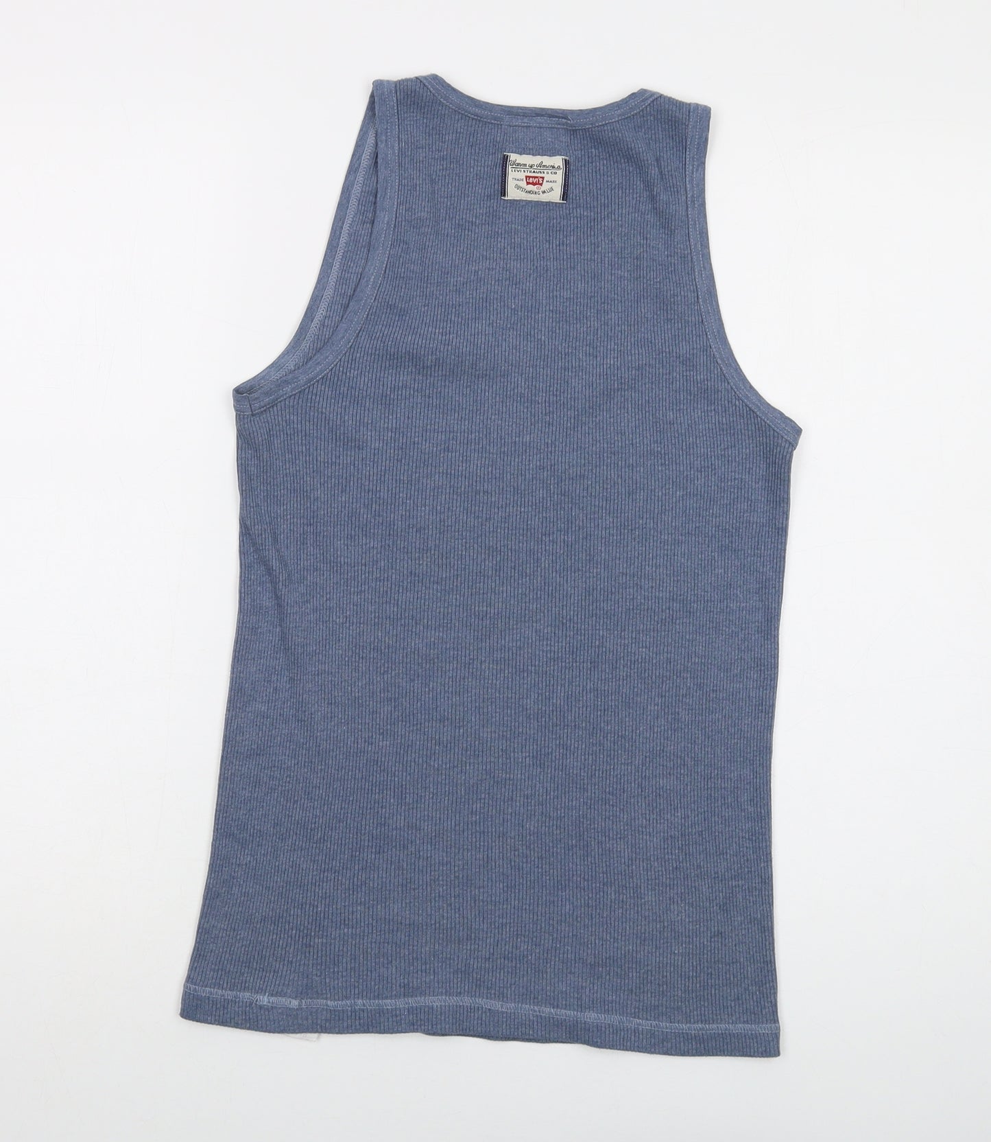 Levi;s Womens Blue Cotton Basic Tank Size M Round Neck