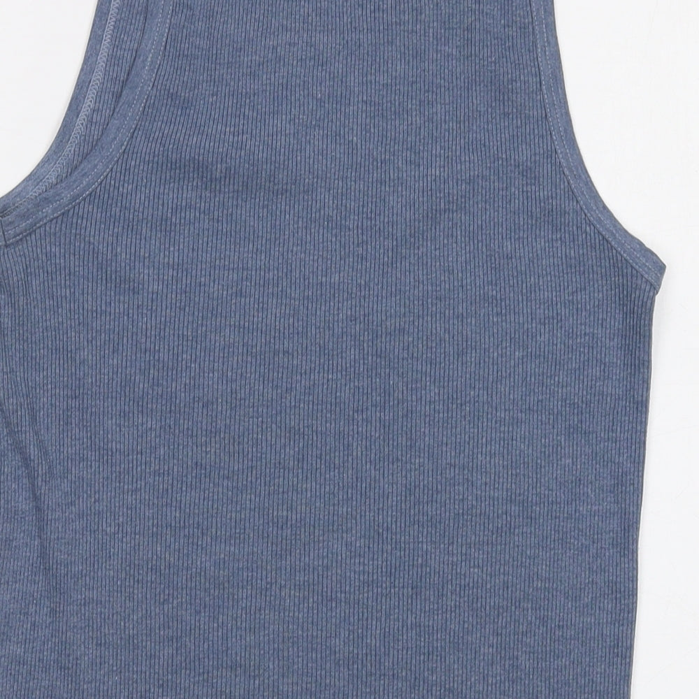 Levi;s Womens Blue Cotton Basic Tank Size M Round Neck