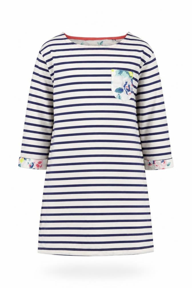 Johnnie B. Girls Blue Striped Cotton A-Line Size 9-10 Years Round Neck Pullover