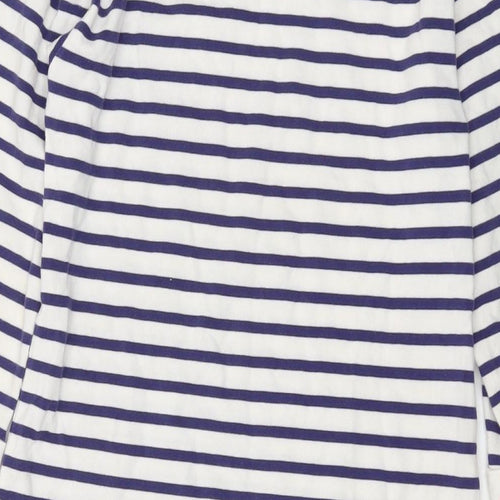 Johnnie B. Girls Blue Striped Cotton A-Line Size 9-10 Years Round Neck Pullover