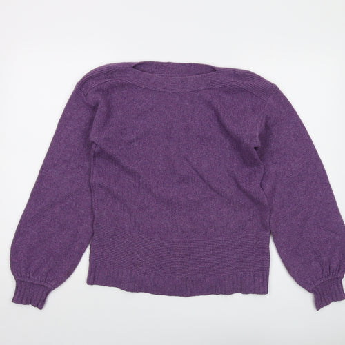 Maison Cinqcent Womens Purple Round Neck Cashmere Pullover Jumper Size 12