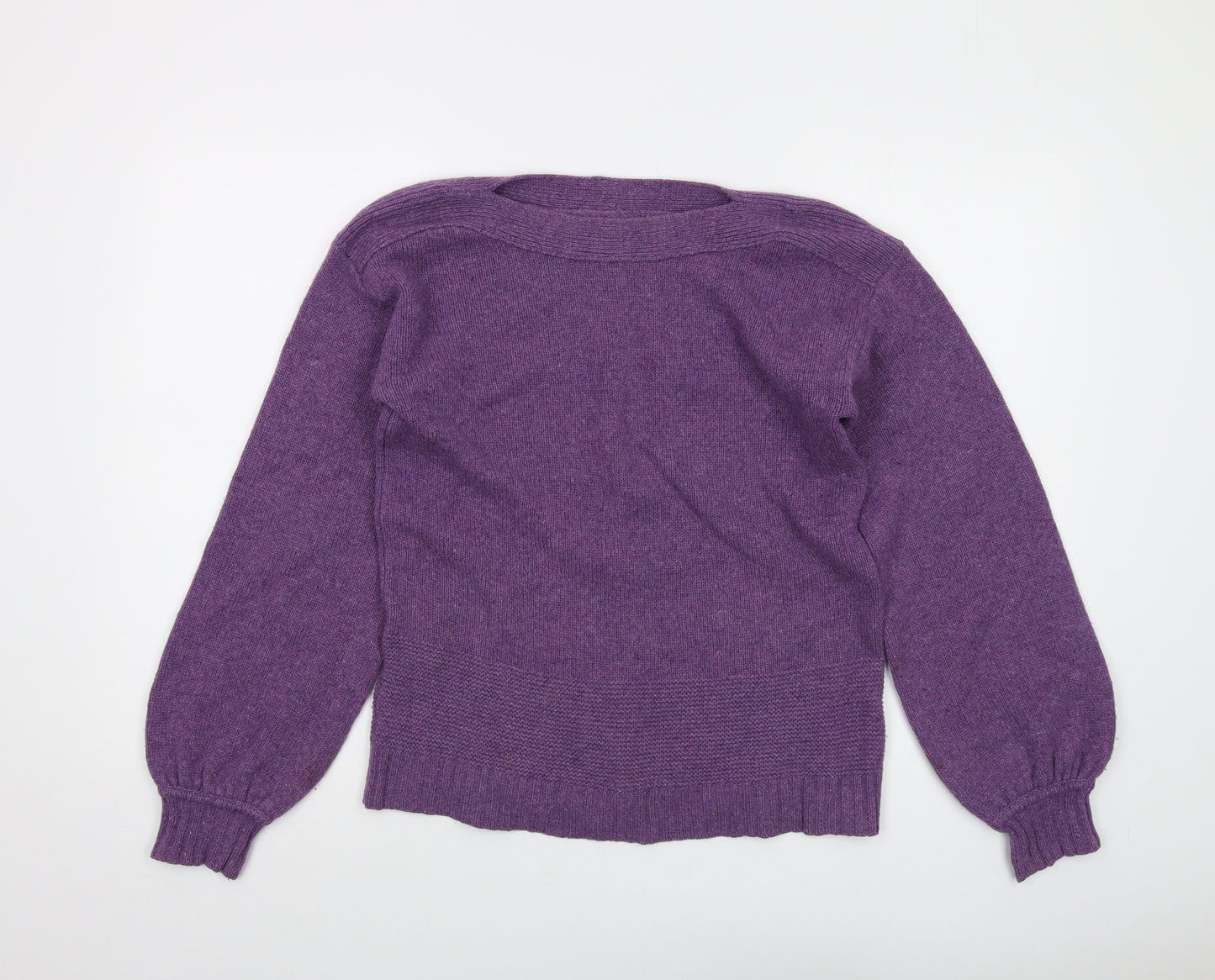 Maison Cinqcent Womens Purple Round Neck Cashmere Pullover Jumper Size 12