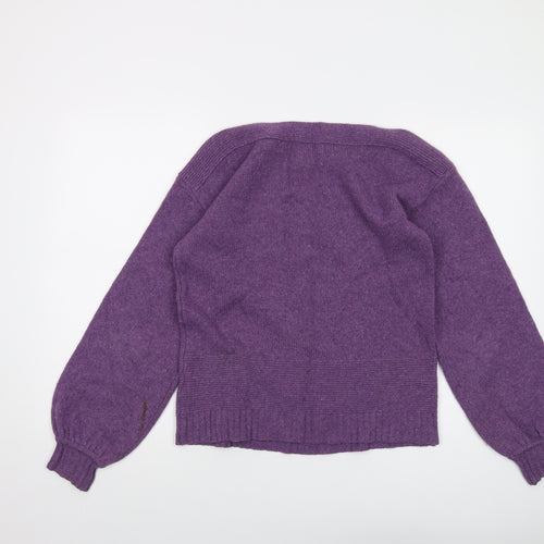 Maison Cinqcent Womens Purple Round Neck Cashmere Pullover Jumper Size 12