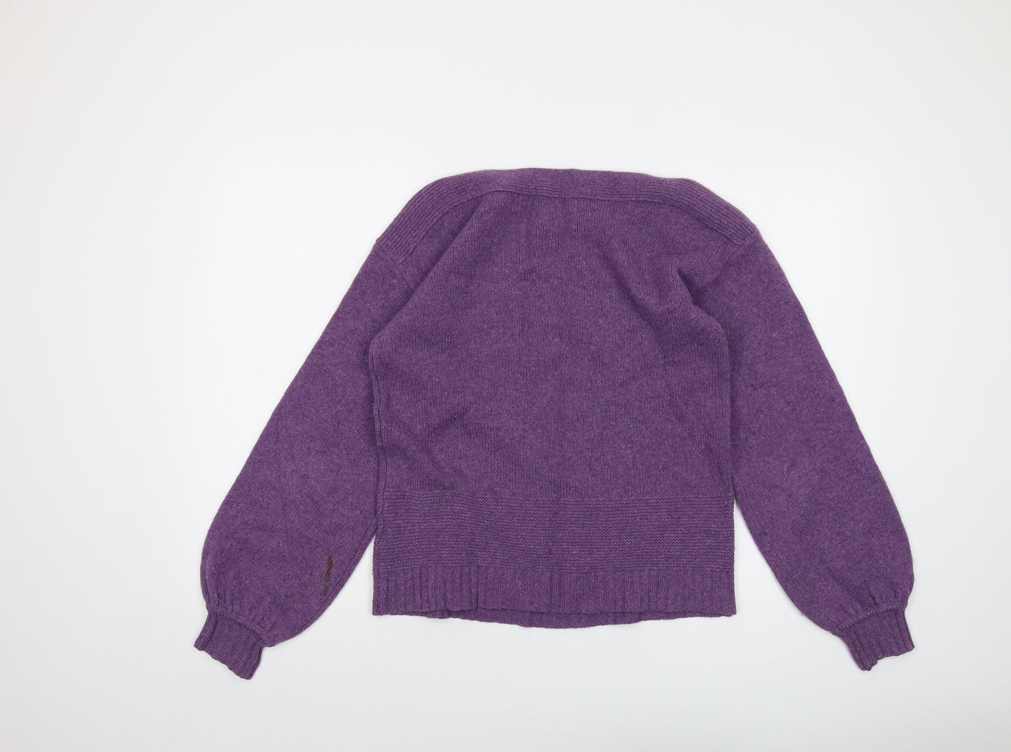 Maison Cinqcent Womens Purple Round Neck Cashmere Pullover Jumper Size 12