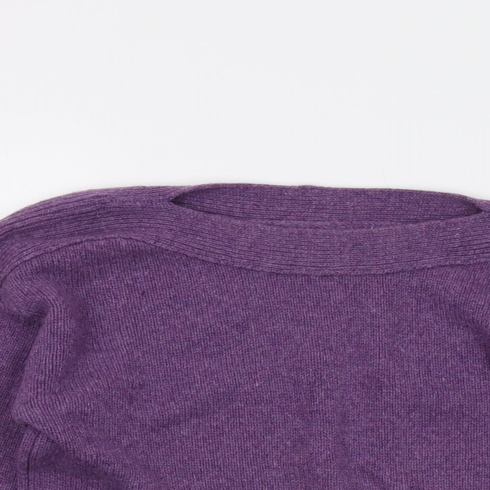 Maison Cinqcent Womens Purple Round Neck Cashmere Pullover Jumper Size 12