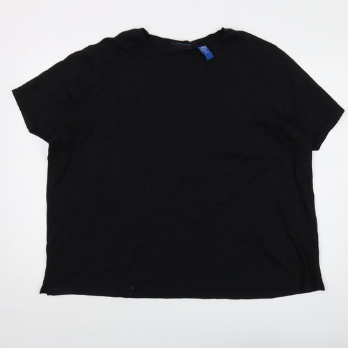 Karen Scott Womens Black Cotton Basic T-Shirt Size 2XL V-Neck