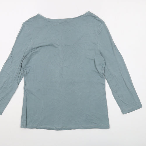 Hobbs Womens Green Cotton Basic T-Shirt Size M Round Neck