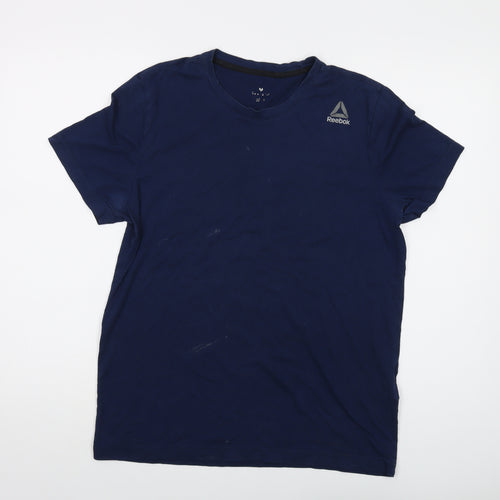 Reebok Mens Blue Polyester T-Shirt Size M Crew Neck