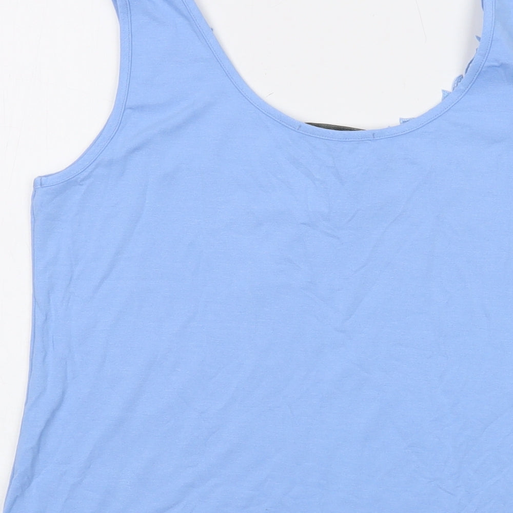 David Nieper Womens Blue Viscose Basic Tank Size 14 Round Neck